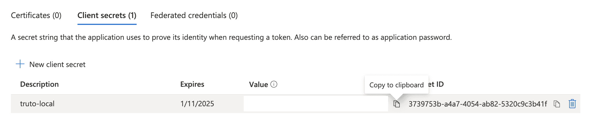 Copy over the Client Secret
