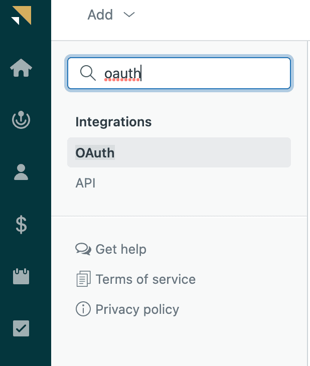Type in OAuth into the sidebar search