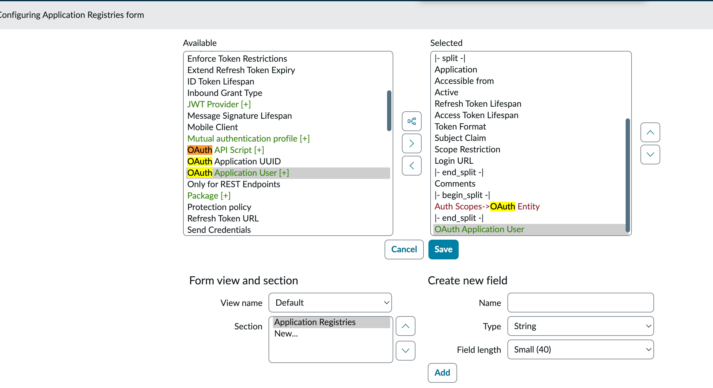 configure form layout
