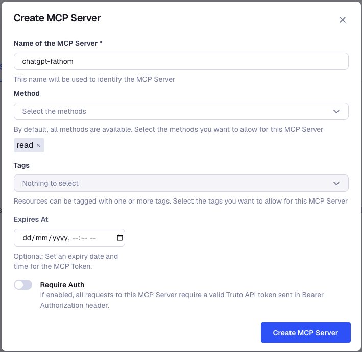Truto interface for configuring granular CRUD permissions, showing toggles for list, get, create, update, and delete methods