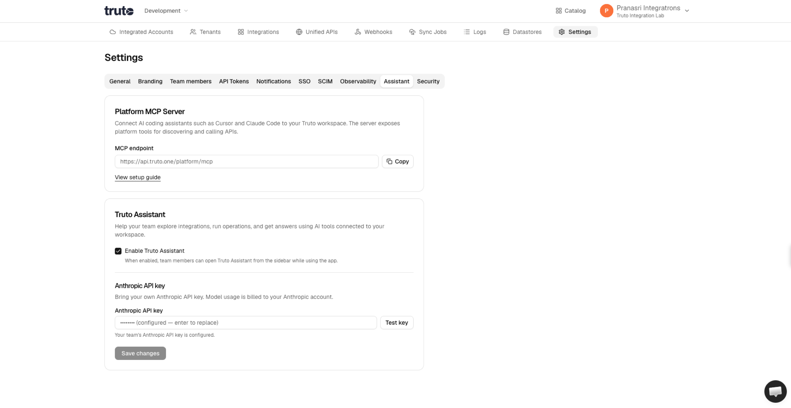 Assistant settings