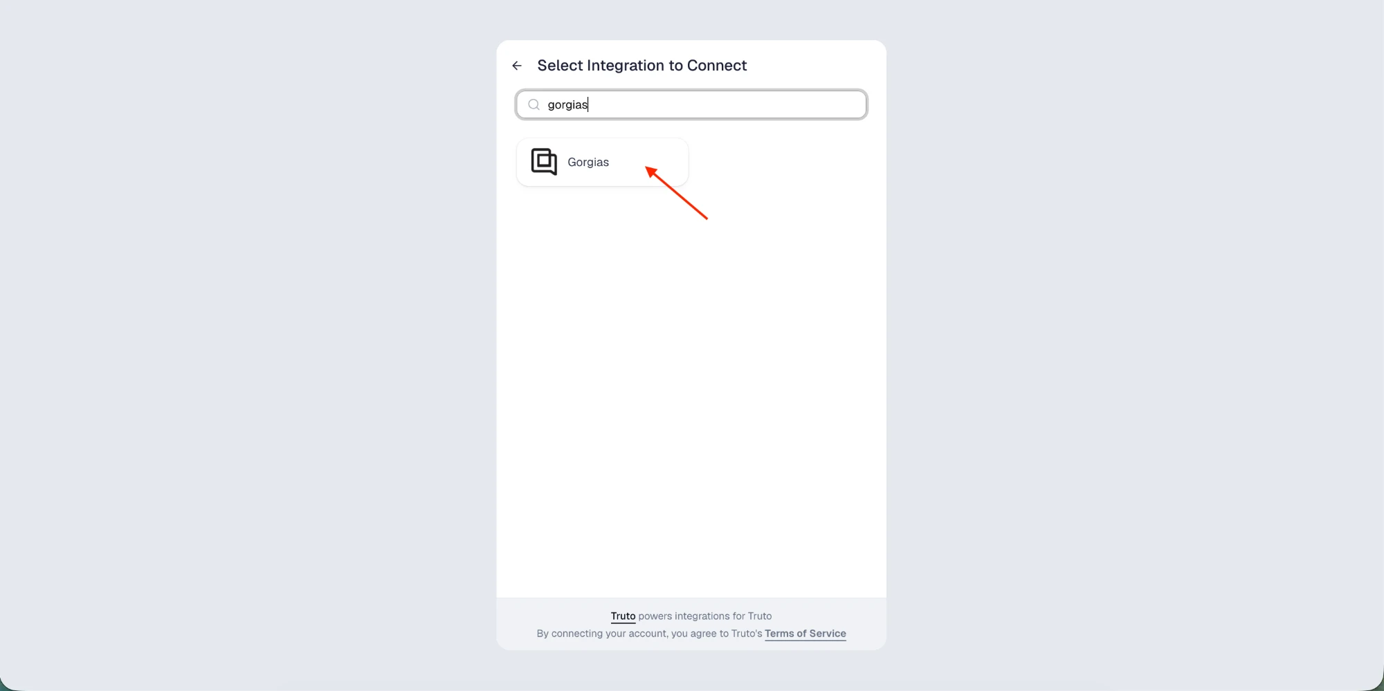 Select Gorgias from the integrations list