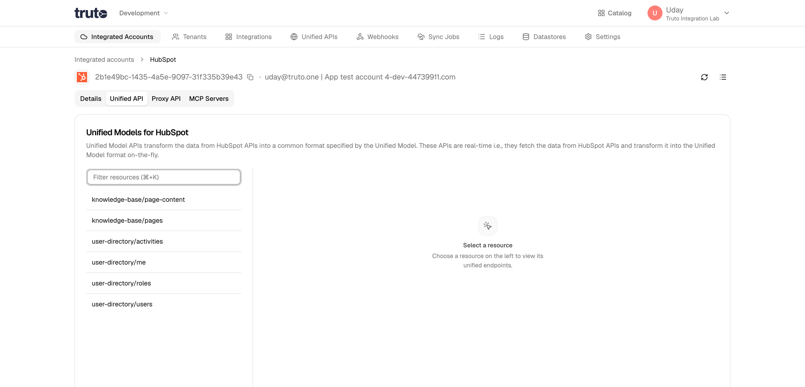 Select Unified API or Proxy API