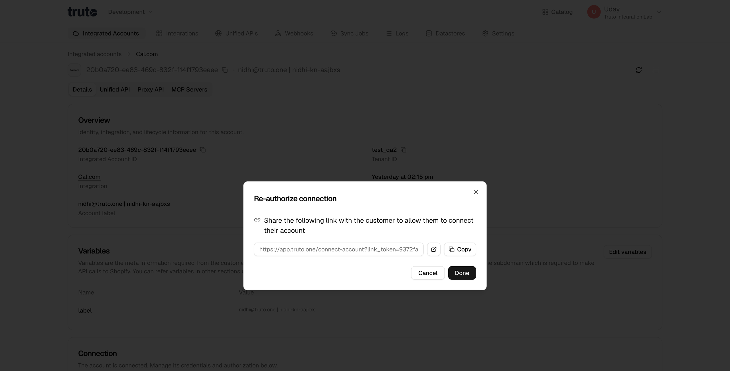 Get connection link
