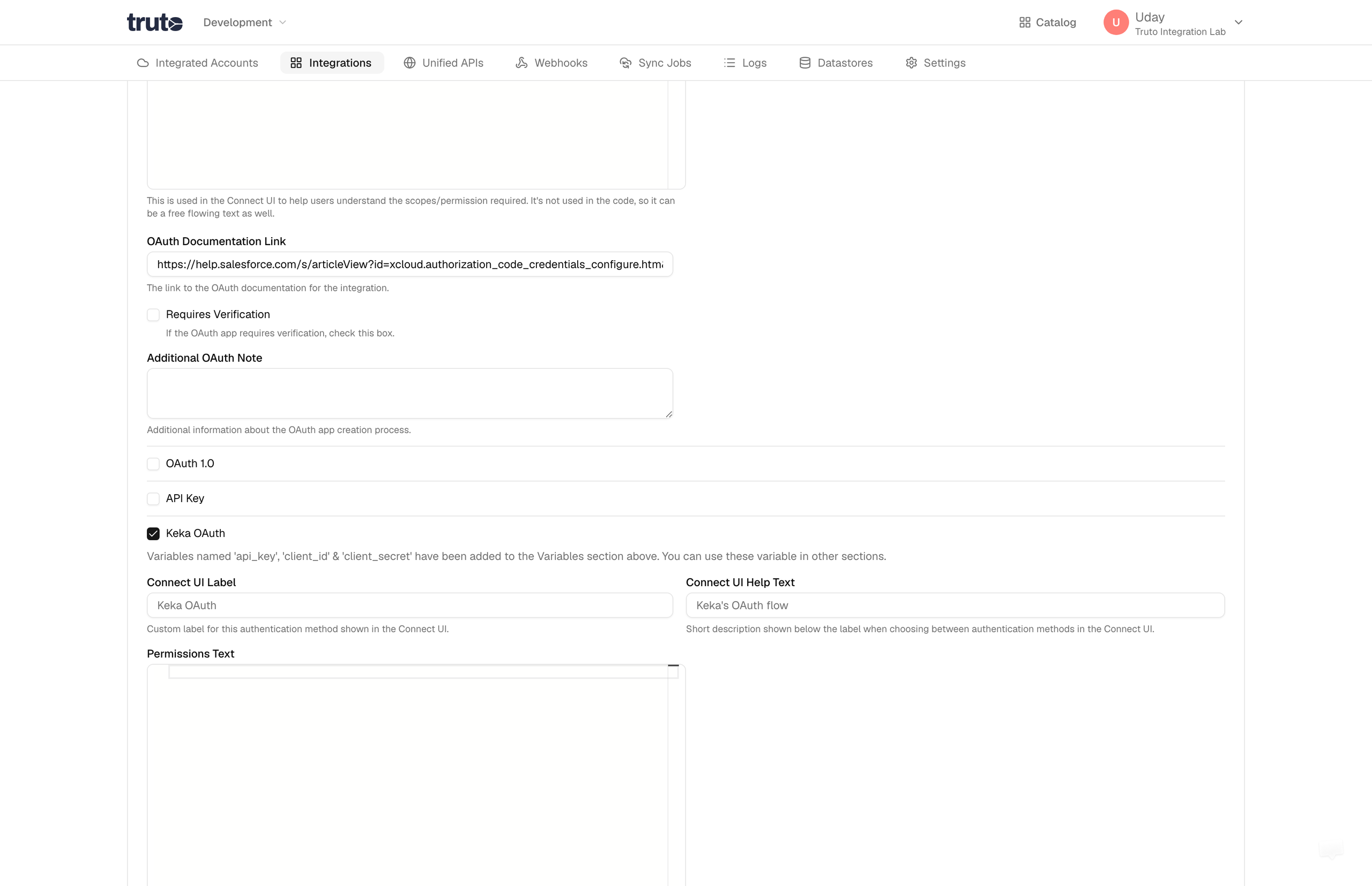 Keka OAuth Variable Example
