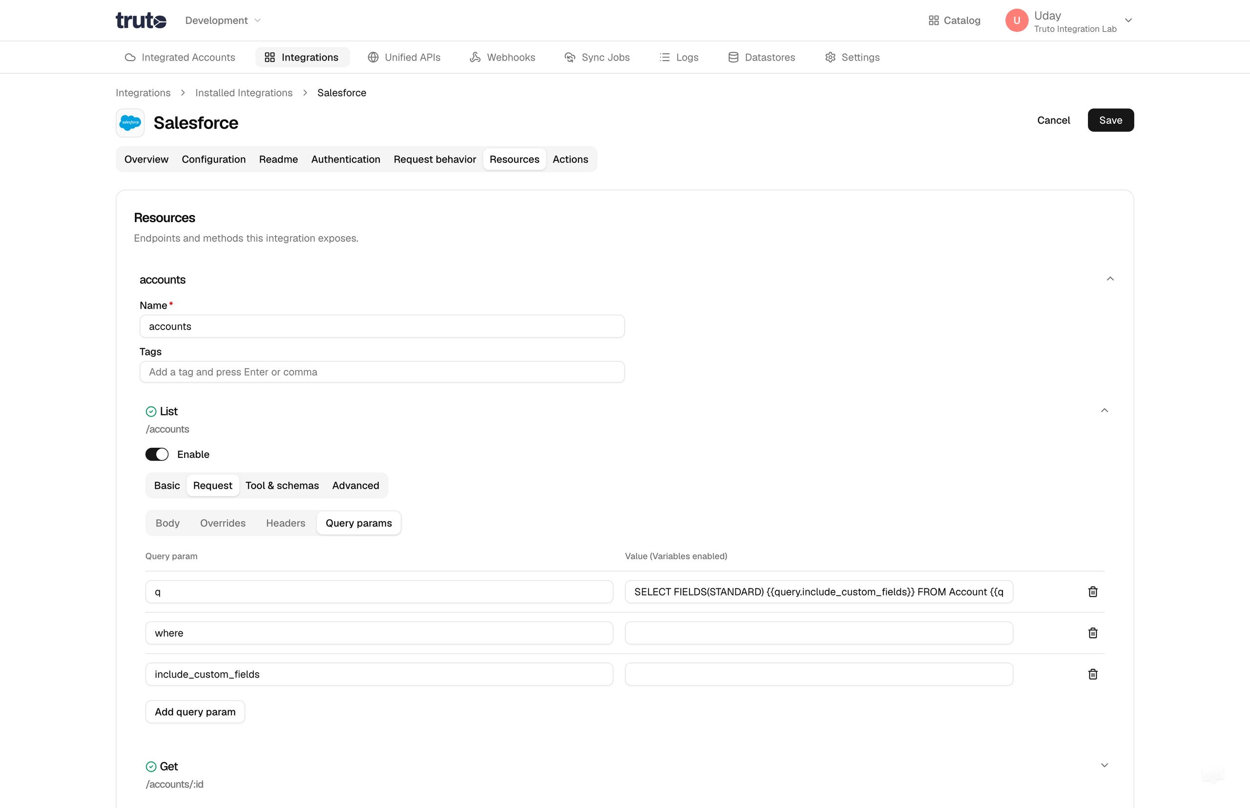 Resource method query parameters