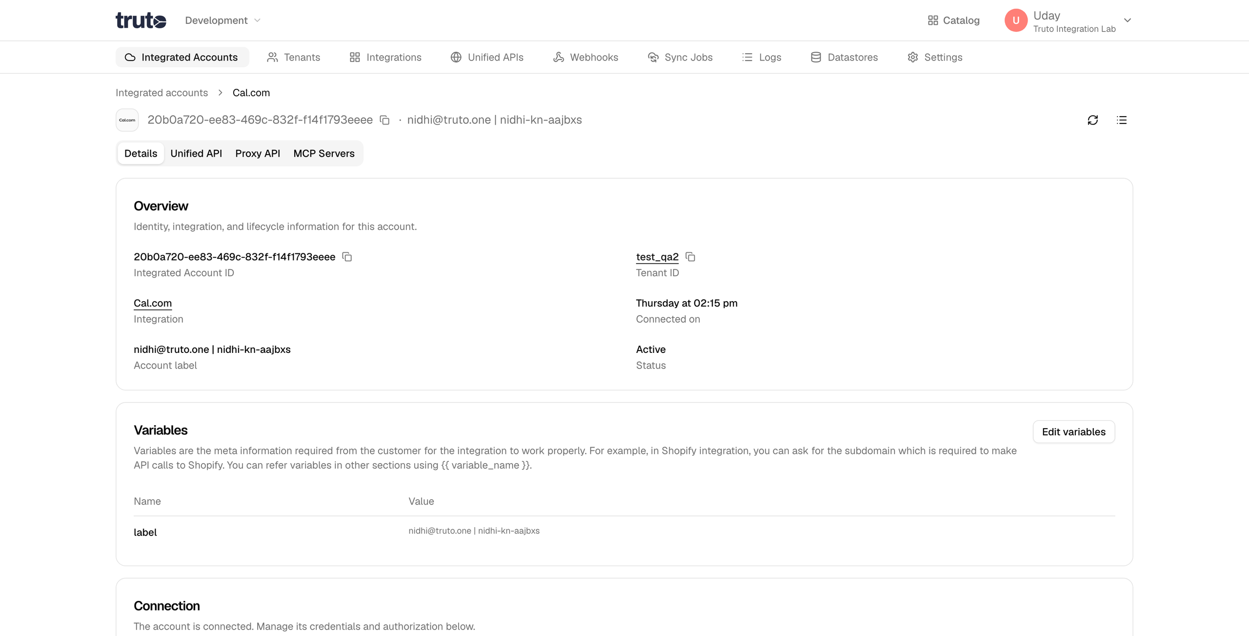 Integrated account label