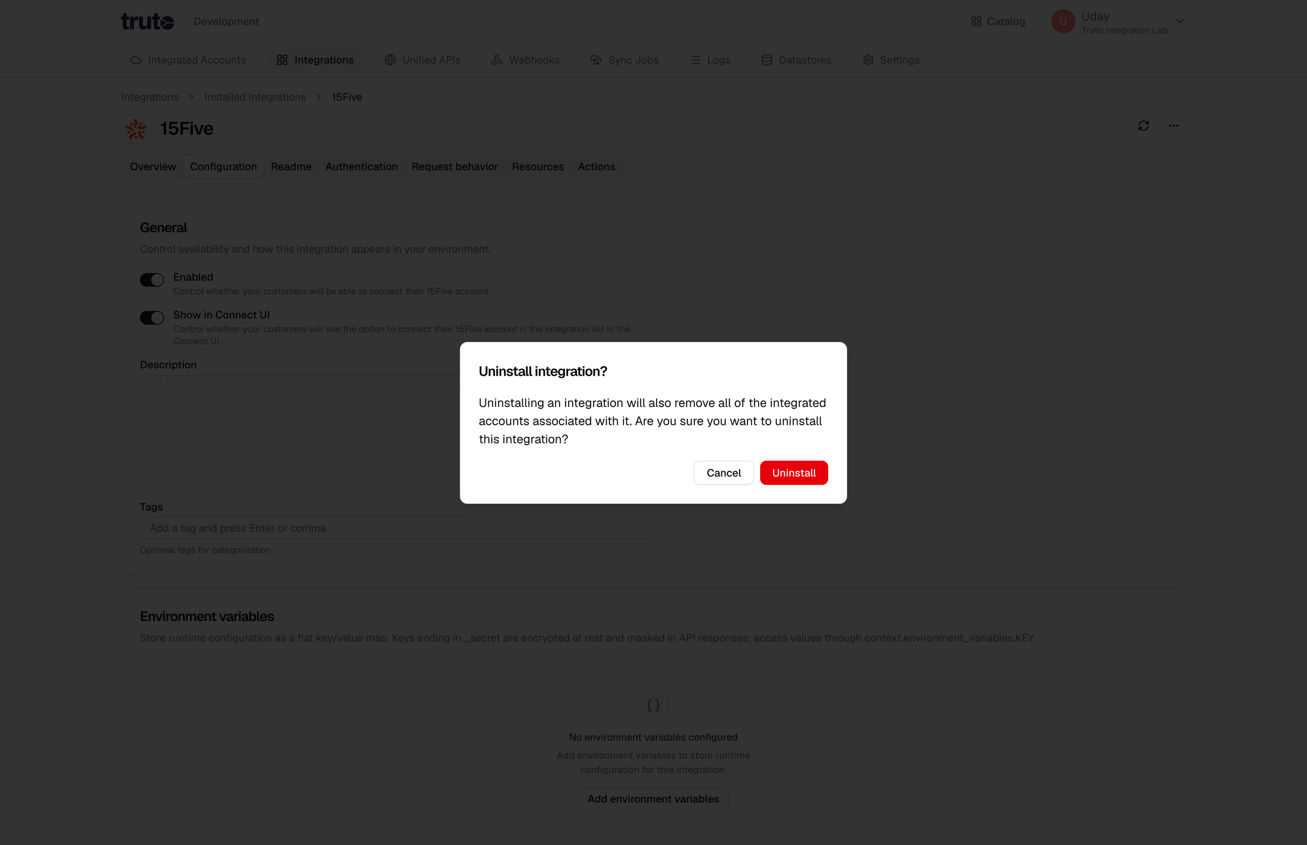 Click on Uninstall button