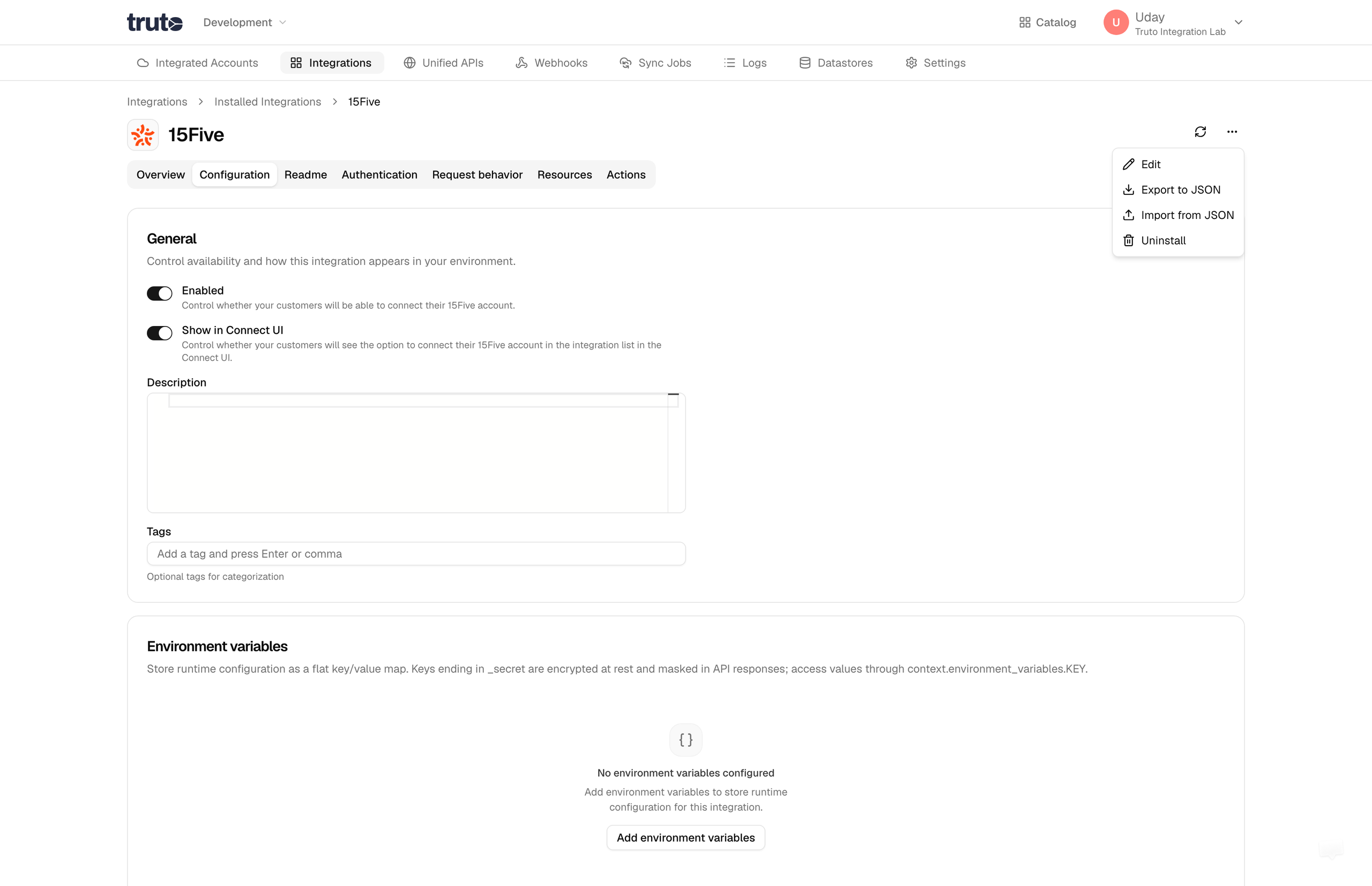 Uninstall from the overflow menu