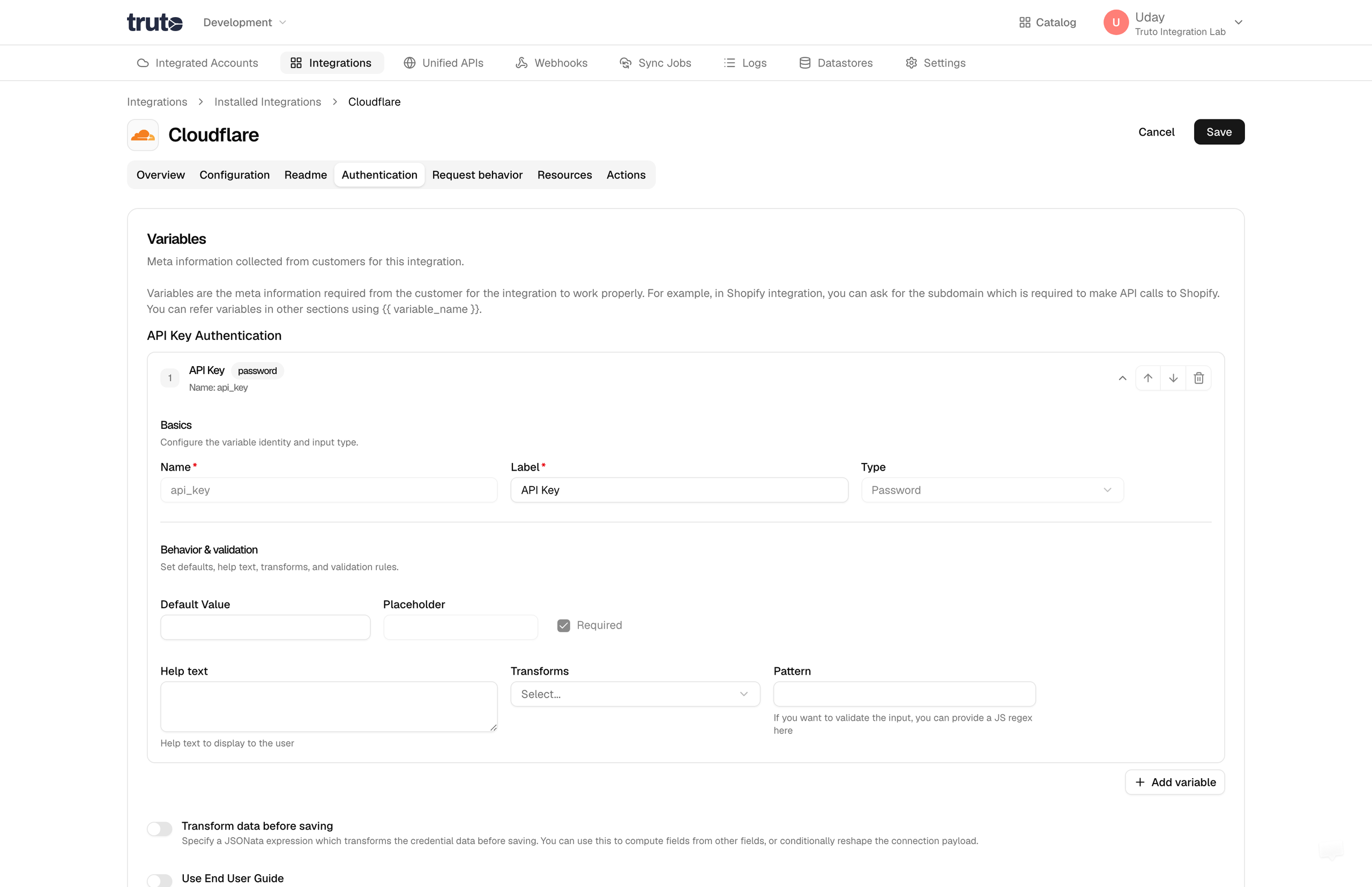 API Key Variable Example