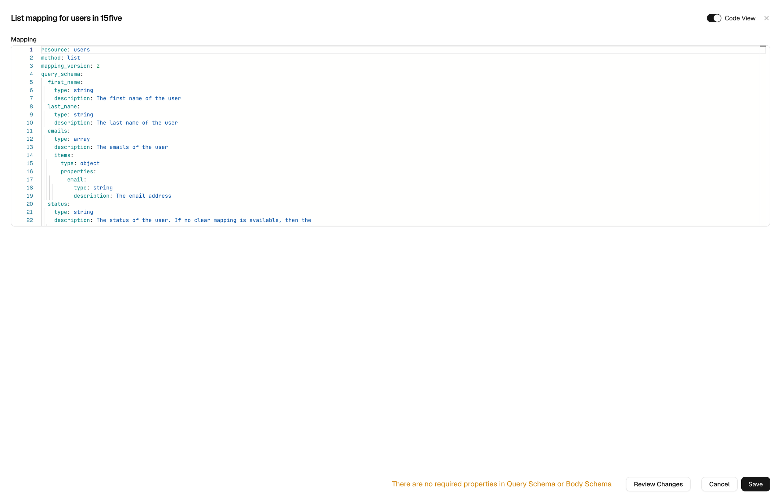 Mapping Modal Code View