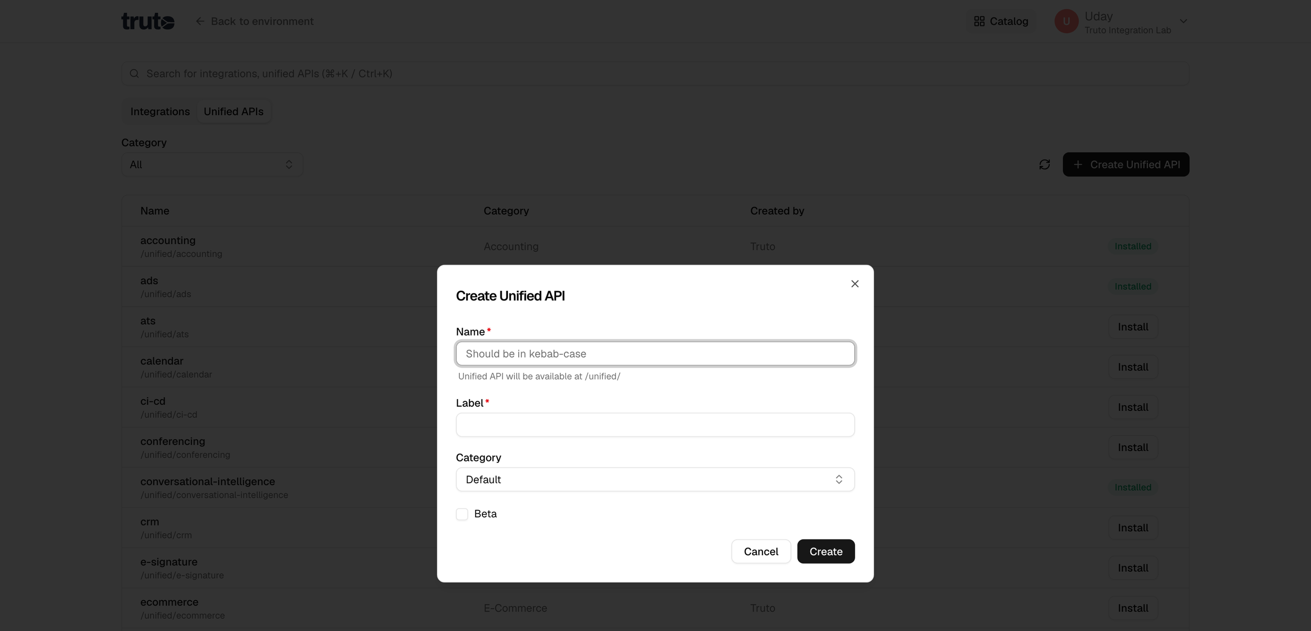 Create Unified API