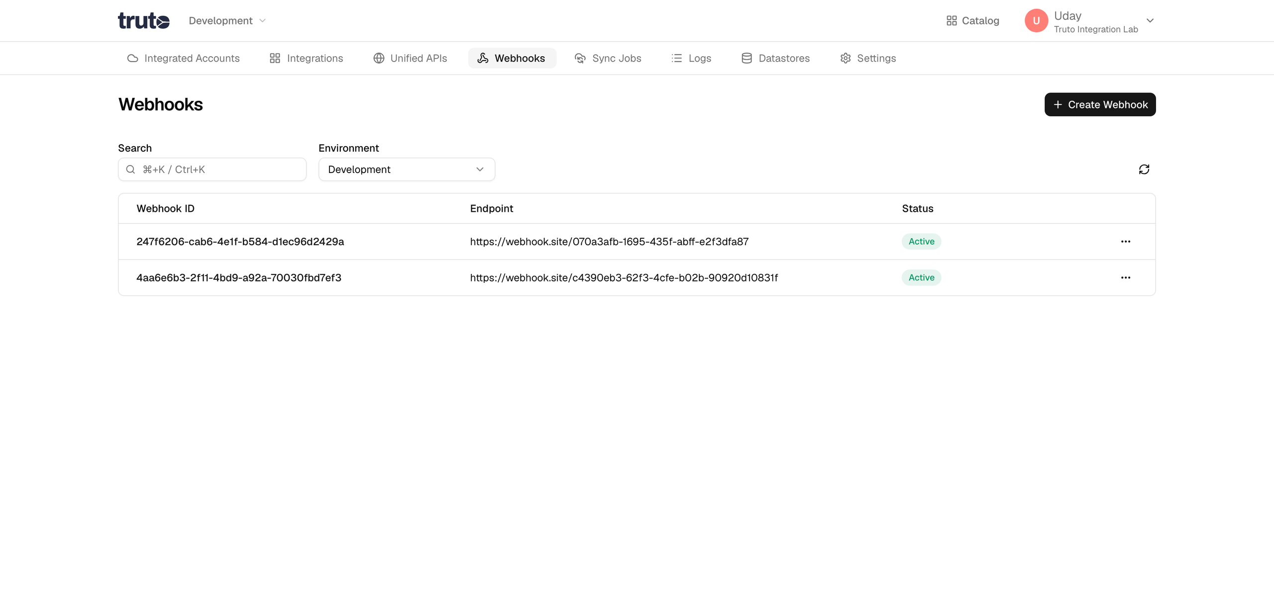 Creating a Webhook