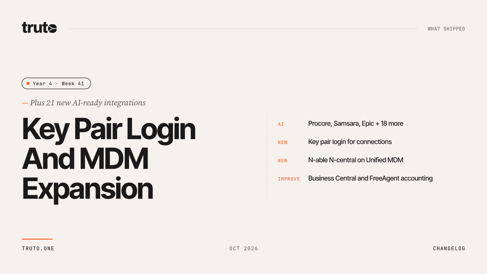 Key Pair Login And MDM Expansion — Truto product update