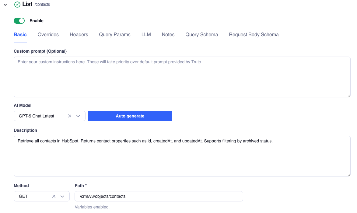 Integration Showing add description to make it AI or MCP ready