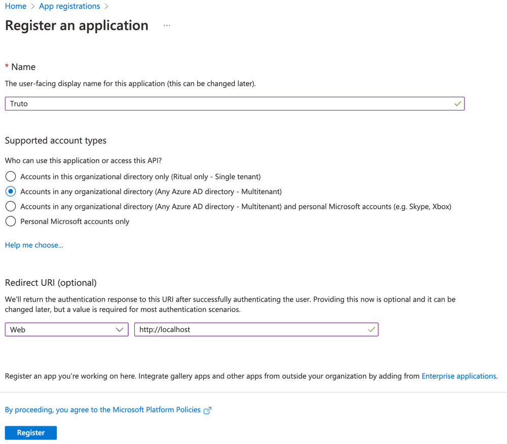5. Submit the form by clicking 