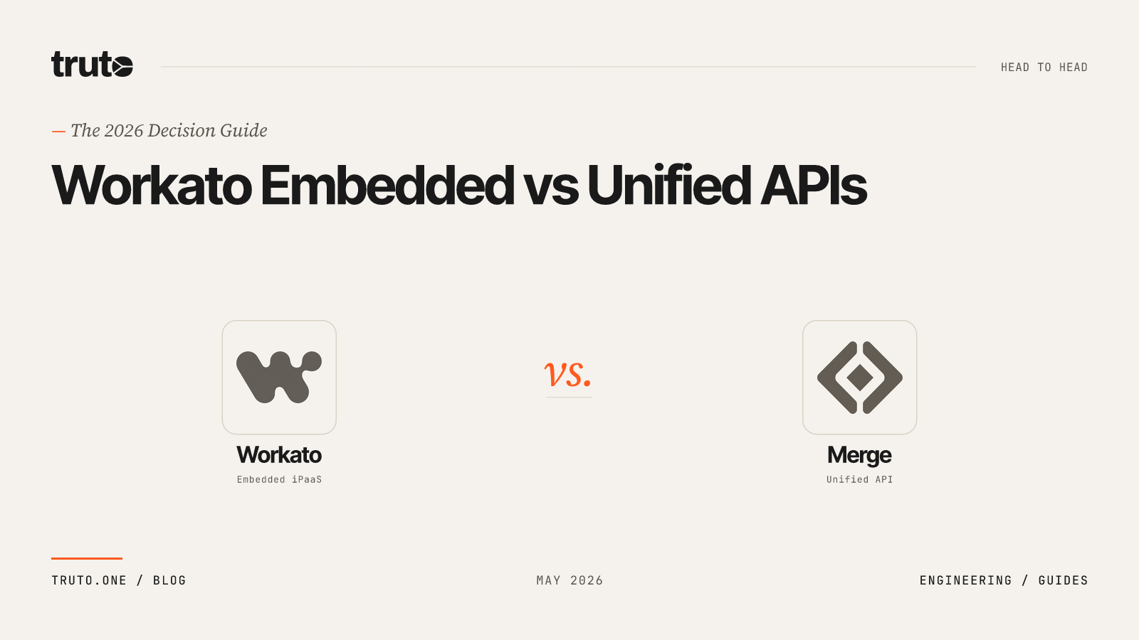 Workato Embedded vs Unified APIs (Merge): The 2026 Decision Guide